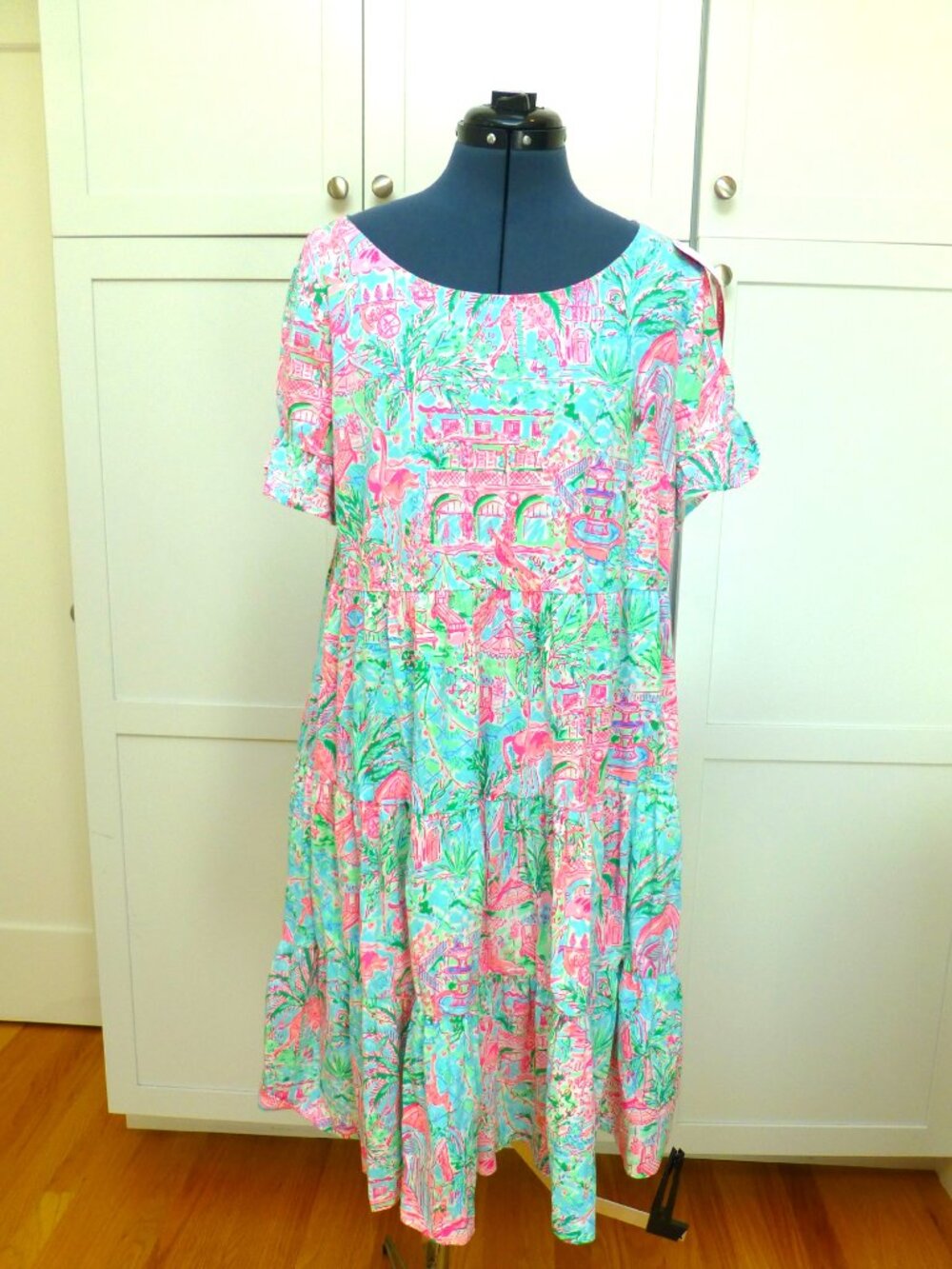 Lilly Pulitzer NWT Jodee Floral Print Dress In Bali Blue Size XL Tropical